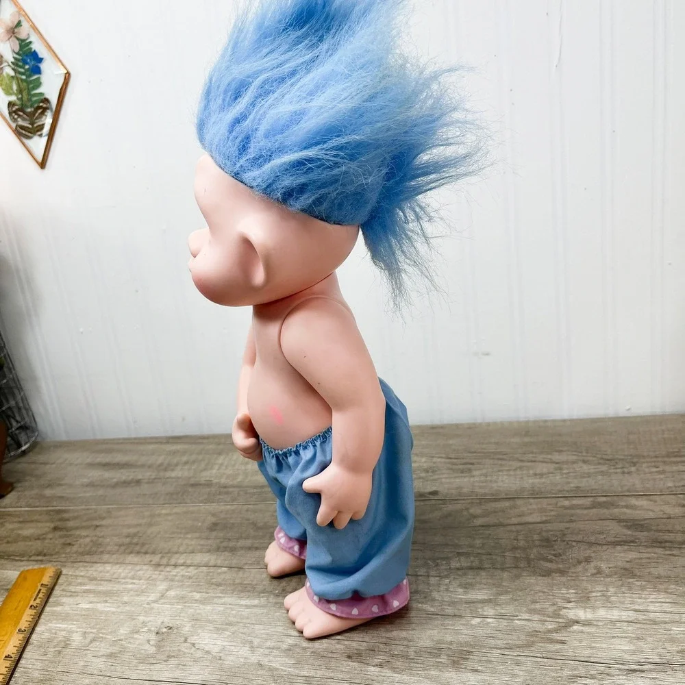 Vintage Applause Magic Trolls Doll‎ Blue Hair Star Eyes 12 Inch Vinyl Figure